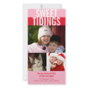 Sweet tidings bold pink red Christmas greeting photocard