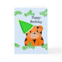 Sweet Tiger in a Birthday Hat cards