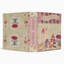 Sweet Treats Beige 3 Ring Binders