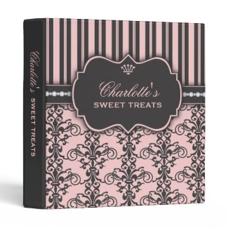 Sweet Treats Damask & Stripe Dessert Recipe Binder