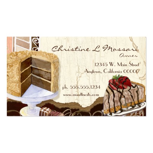 Sweet Treats Dessert Bakery Business Cards (back side)