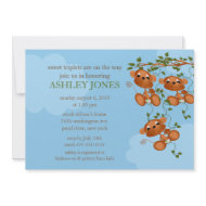 Sweet Triplets Baby Monkey Baby Shower invitation