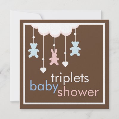 Sweet Triplets Mobile Baby Shower Invitation