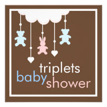 Sweet Triplets Mobile Baby Shower Invitation