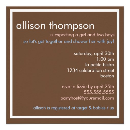 Sweet Triplets Mobile Baby Shower Invitation