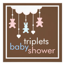 Sweet Triplets Mobile Baby Shower Invitation