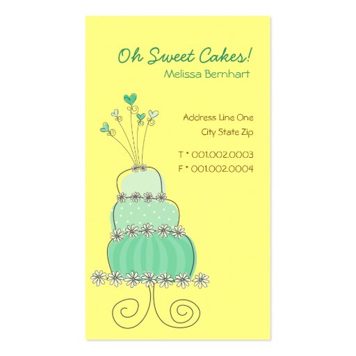 Sweet Turquoise Wedding Cake Custom Profile Card / Business Card Templates (front side)