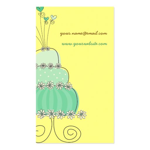 Sweet Turquoise Wedding Cake Custom Profile Card / Business Card Templates (back side)