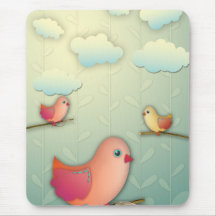 sweet tweet birds and clouds design mouse pad