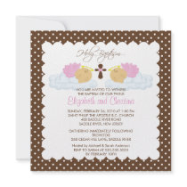 Sweet Twins Baby Girls  Holy Baptism Inviation Custom Invites