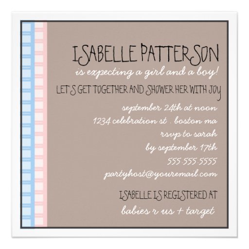 Sweet Twins Two Carriage Baby Shower Invitation