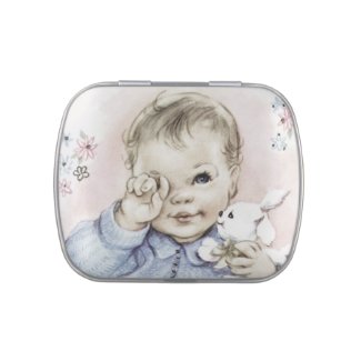 Sweet Vintage Baby Boy Baby Shower Candy Jelly Belly Candy Tin
