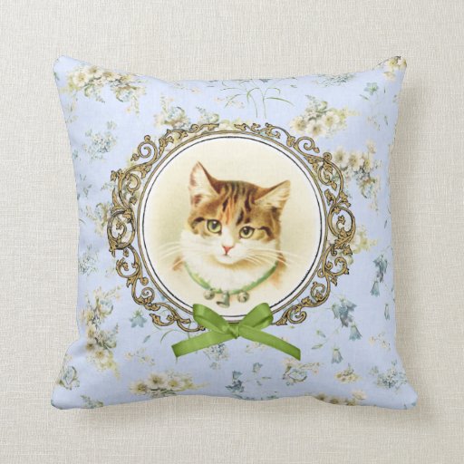 Sweet vintage cat portrait throw pillows Zazzle