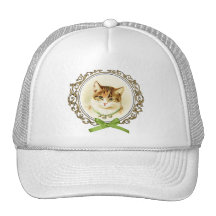 Sweet vintage cat portrait trucker hat
