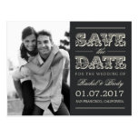 Sweet Vintage Wedding Save The Date - Charcoal postcards