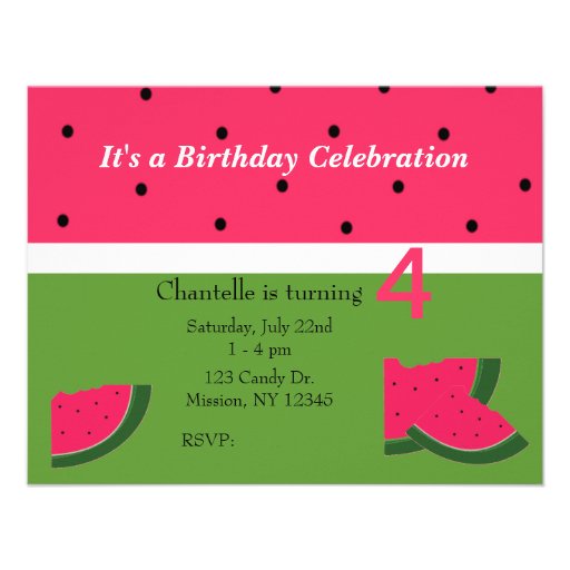 Sweet Watermelon Birthday Invitation