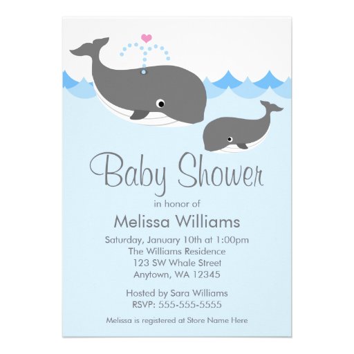Sweet Whale Baby Shower Invitations