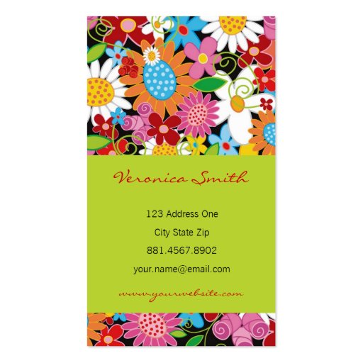 Sweet Whimsical Spring Flowers Colorful Garden Business Card Templates