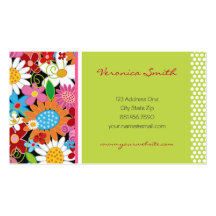 Sweet Whimsical Spring Flowers Colorful Garden Business Card Templates