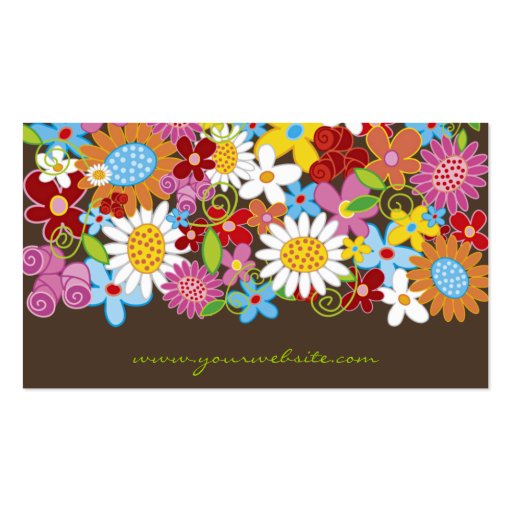 Sweet Whimsical Spring Flowers Colorful Garden Business Card Templates (back side)