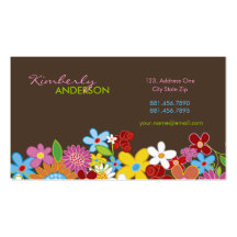 Sweet Whimsical Spring Flowers Colorful Garden Business Card Templates