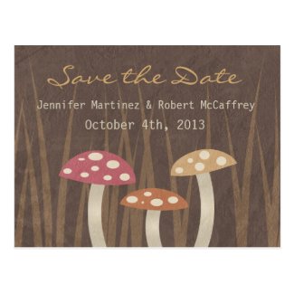 Sweet Wild Mushroom Wedding Save the Date Postcard