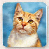 Sweet William - Orange Tabby Cat Art cork coasters