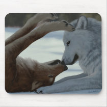 Sweet wolf couple mousepads