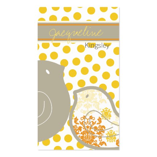 Sweet Yellow Damask Chicks Custom Profile Card Business Card Templates (front side)