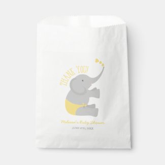 Sweet Yellow Gray Elephant Baby Shower Favor Bags
