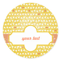 sweet yellow little hearts round stickers