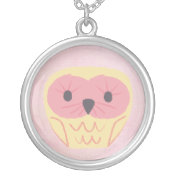 Sweet Yellow & Pink Owl Girls Name Necklace