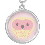 Sweet Yellow & Pink Owl Girls Name Necklace