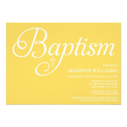 Sweet Yellow Script Baptism Announcement
