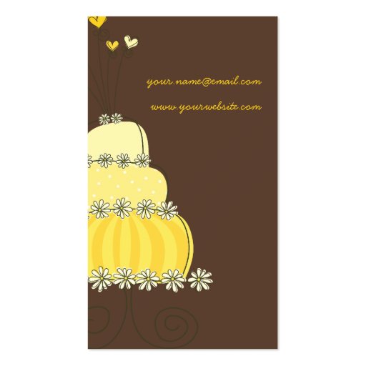 Sweet Yellow Wedding Cake Custom Profile Card / Business Card Templates (back side)