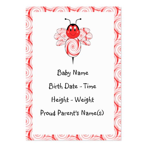 SweetBee Bumble Bee Birth Announcement Business Card Template (front side)