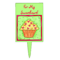 Sweetheart Cupcake Cake Pick Personalized cake picks