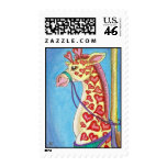 Sweetheart Giraffe Valentines Carousel Animal stamps