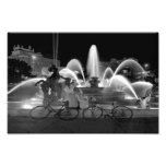 Sweethearts at the J C Nichols Fountain B W Photo Print