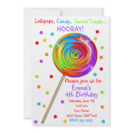 Sweetie Pop Lollipop Birthday Invitations invitation