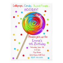 Sweetie Pop Lollipop Birthday Invitations invitations