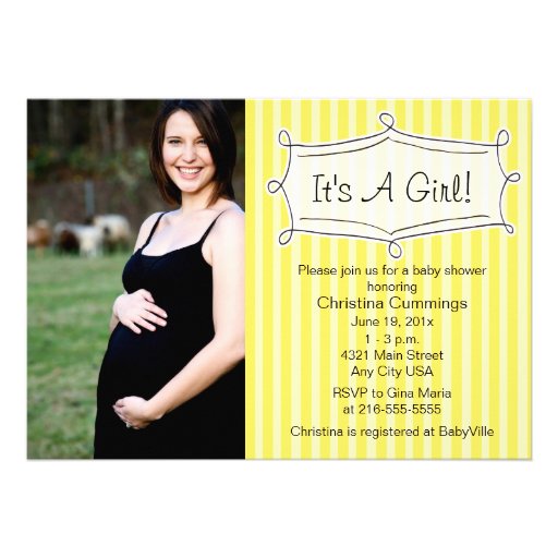 Sweetly Striped Baby Shower Photo Invitation