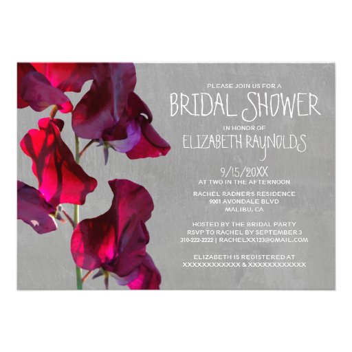 Sweetpea Bridal Shower Invitations