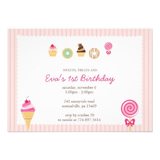 Sweets, Treats & First Birthdays Custom Announcements