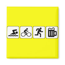 Swim Bike Run Drink Fridge Magnet