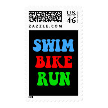 Swim Bike Run Postage Stamps