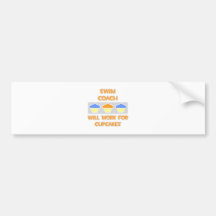 Swim Coach ... Will Work For Cupcakes Bumper Stickers