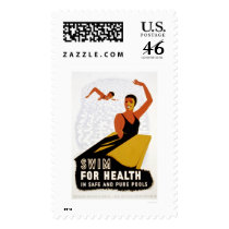 Swim For Health 1940 WPA Postage Stamps