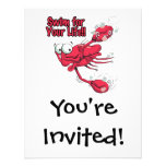 swim for your life scared swmming crab personalized invitations