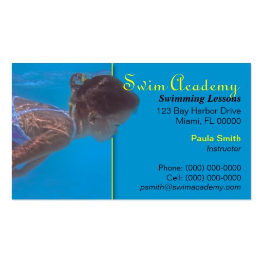 Swim Instructor Business Card (front side)